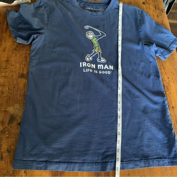 Life is Good Youth Iron Man Golf Blue Short Sleeve Tee Sz S - Picture 6 of 7